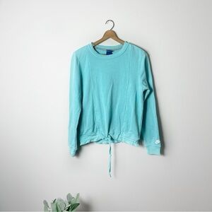 [Nike] Women's Blue Drawstring Waist Crewneck Pullover Sweatshirt TINY FLAWS